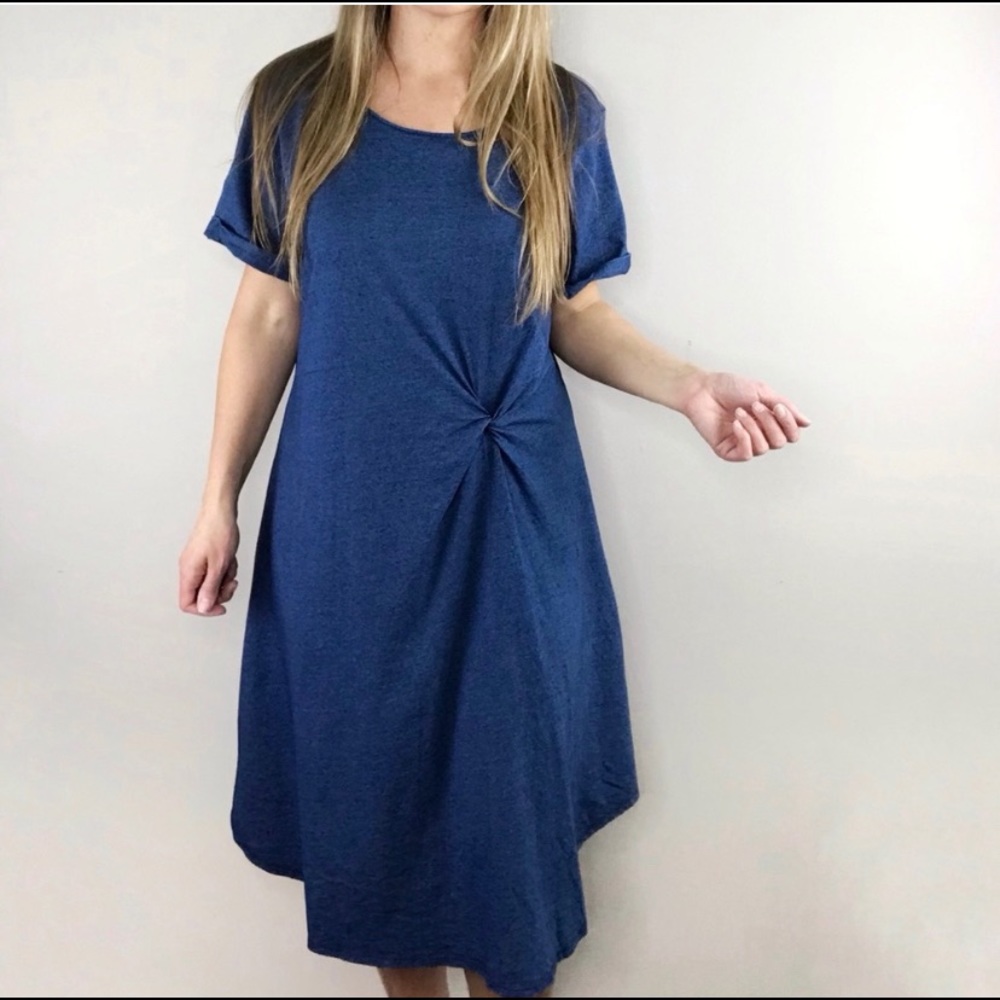 ANTHRO HOLDING HORSES Paula knit blue dress sz L